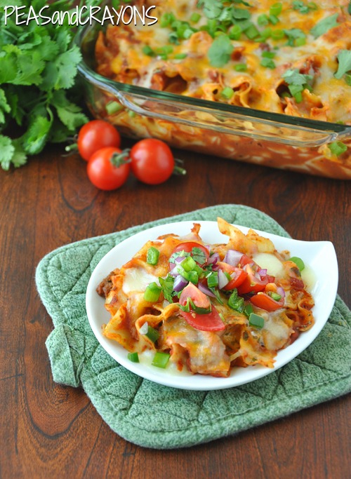 Fiesta Enchilada Casserole [+ Healthy Homemade Enchilada Sauce!] Peas